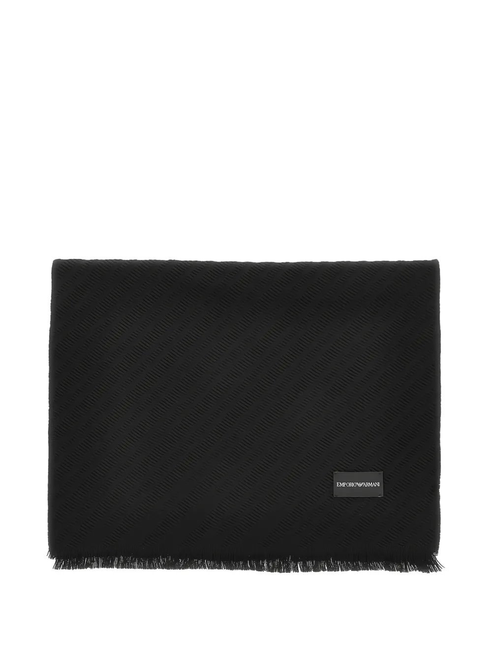 Emporio Armani diagonal-weave fringed scarf - Nero