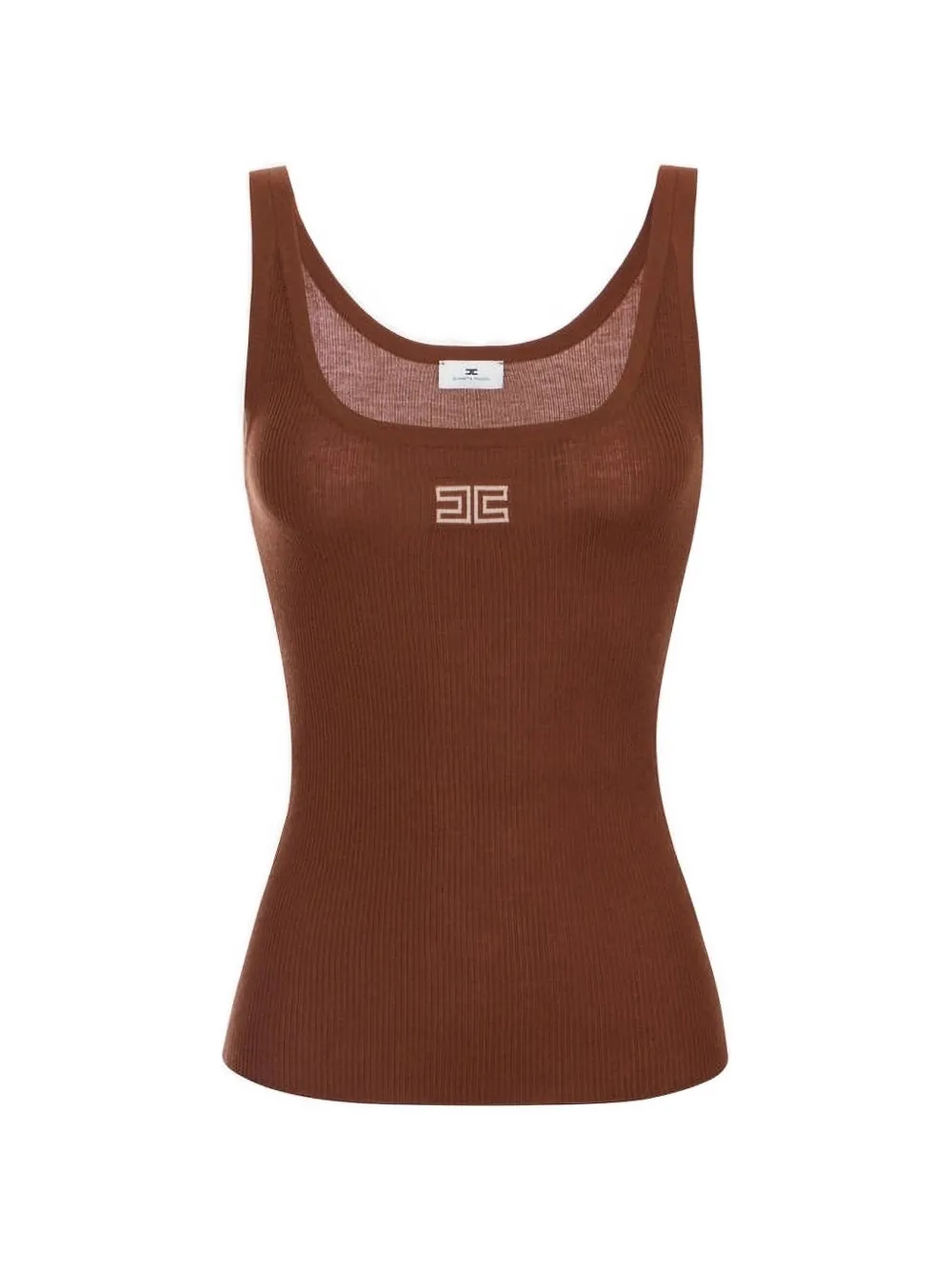 Elisabetta Franchi Ribbed-knit Tank Top In 브라운