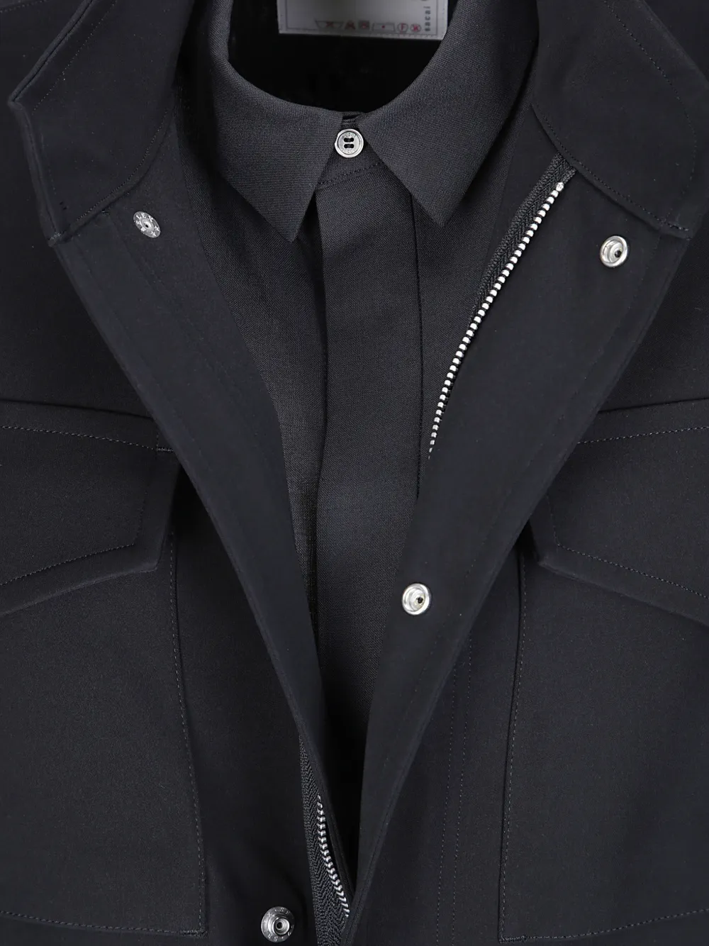 sacai Suiting crêpe-satijnen blouse Grijs