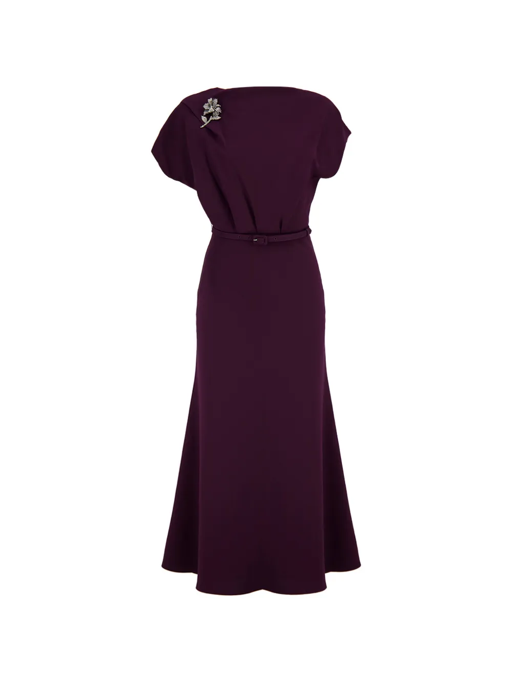 Roland Mouret flower-brooch midi dress