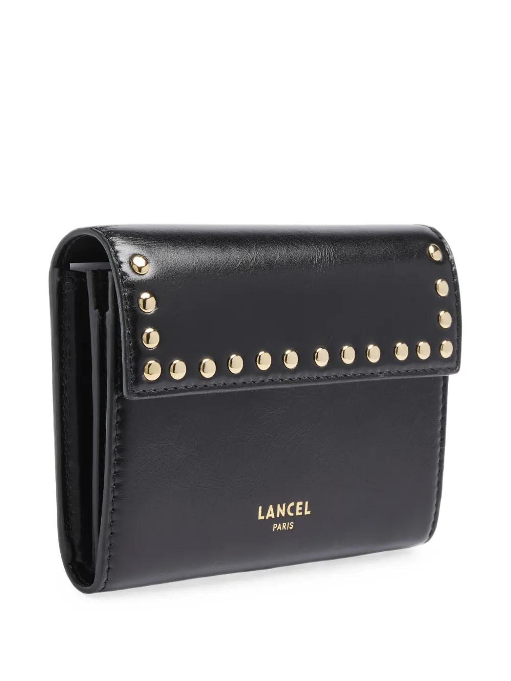 Lancel studded leather flap wallet Zwart
