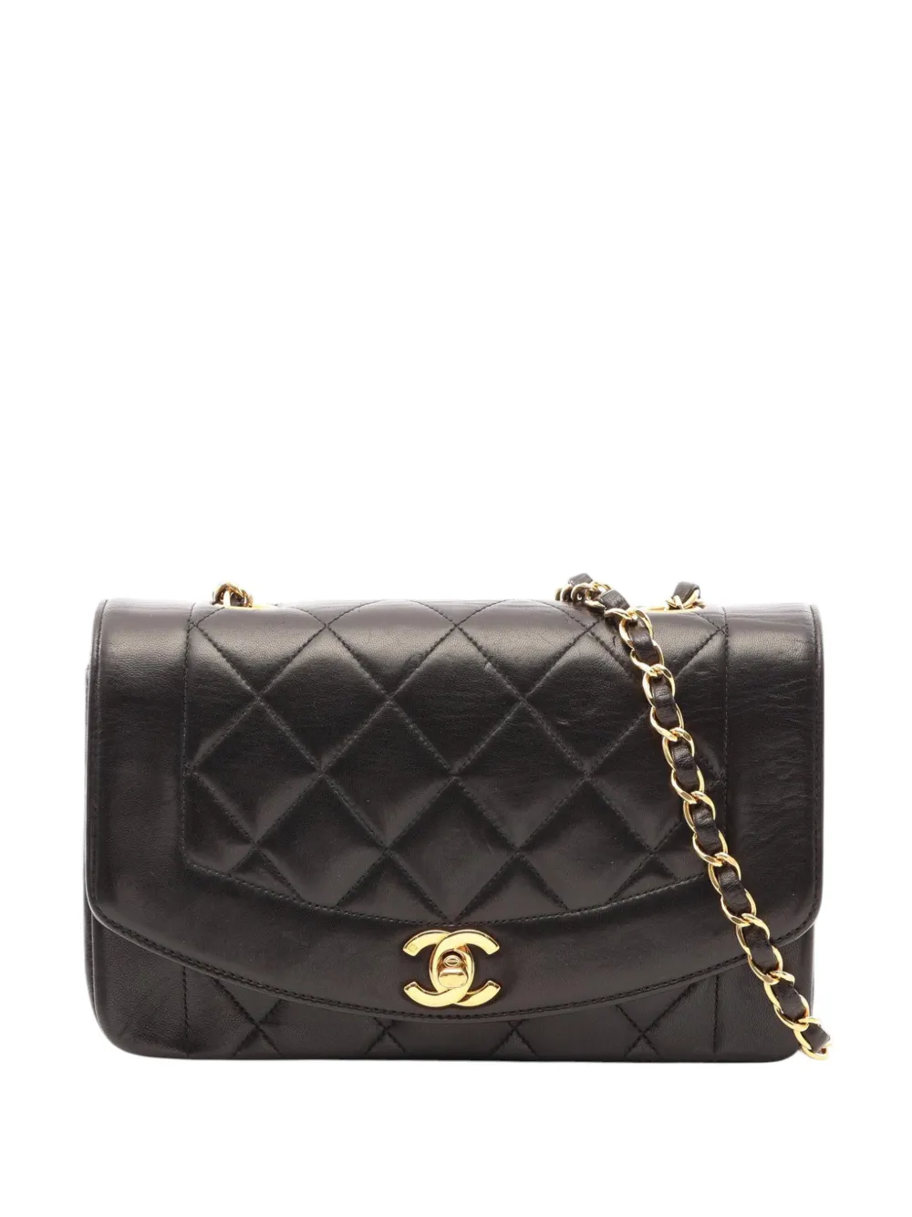 CHANEL Pre-Owned Borsa a tracolla Diana piccola in pelle di agnello con battente 1996-1997 - Nero