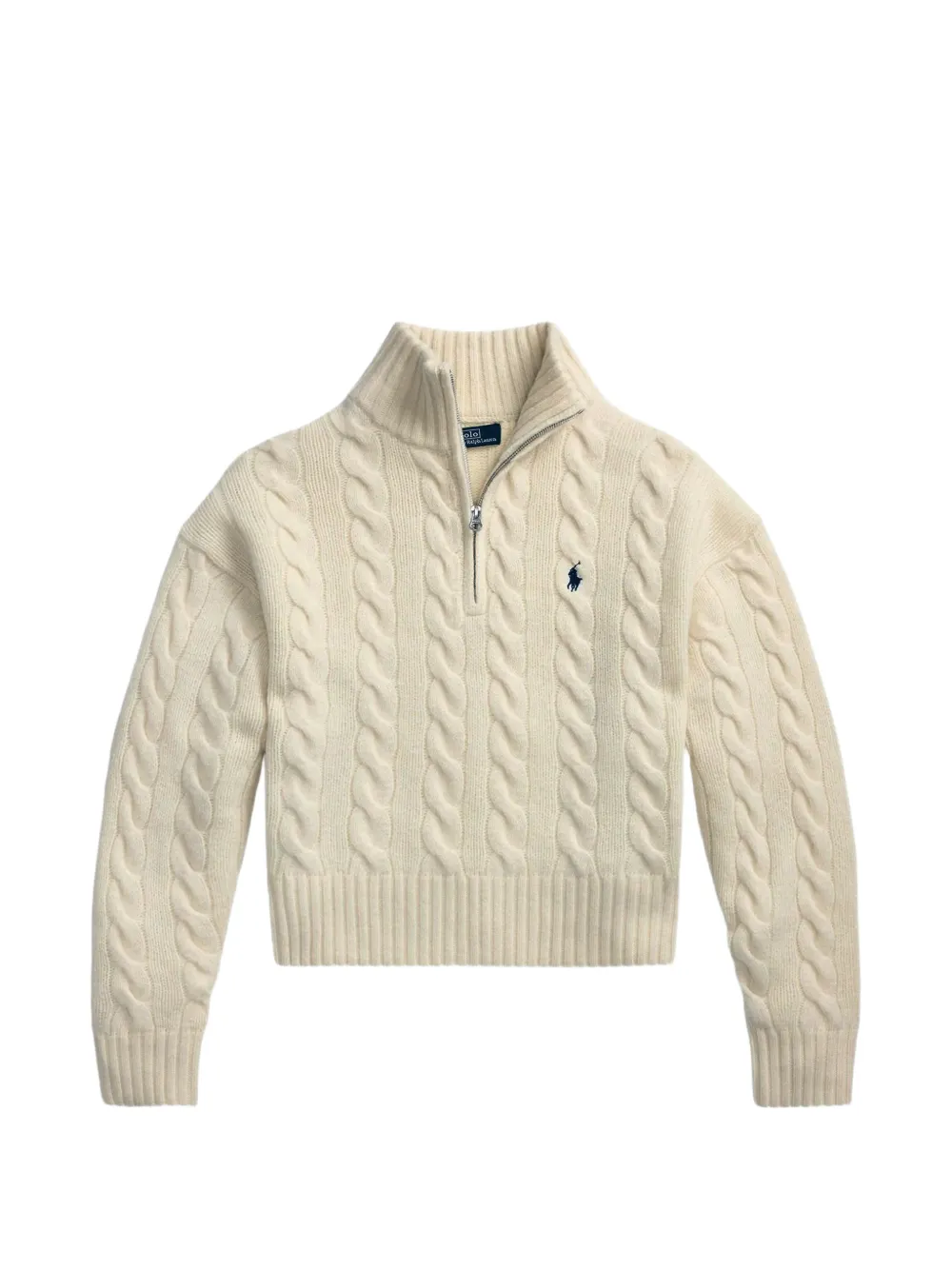 Polo Ralph Lauren cable wool-cashmere half-zip sweater - Tons neutres