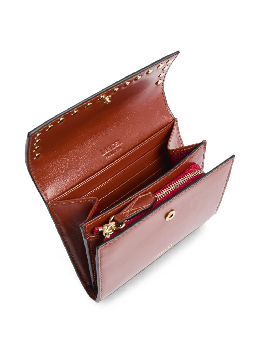 Lancel Studs leather wallet Rood