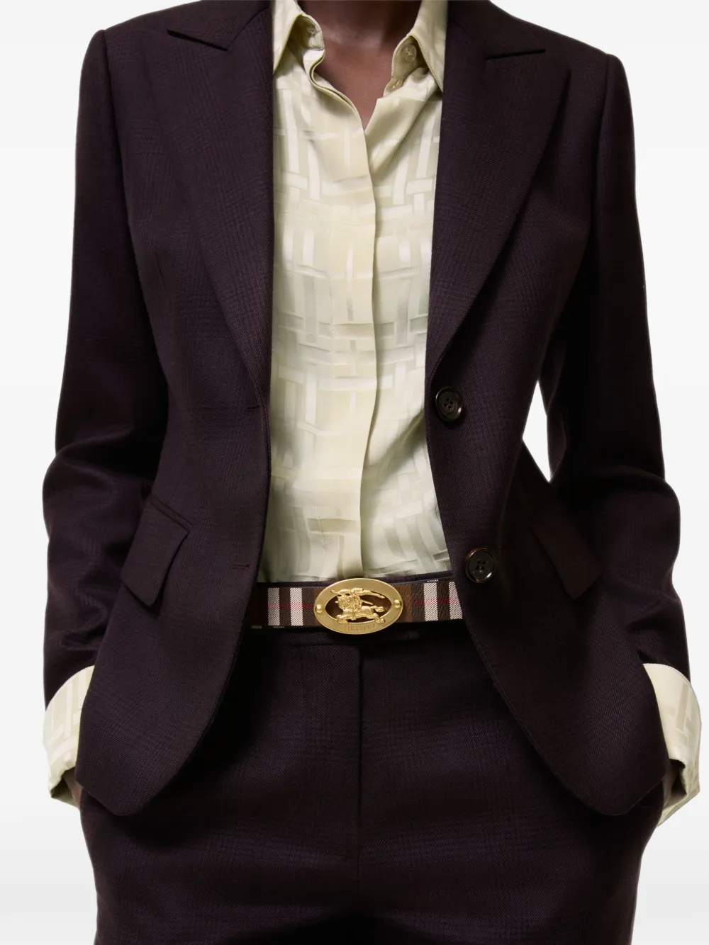 Burberry Omkeerbare Check ovalen riem Bruin