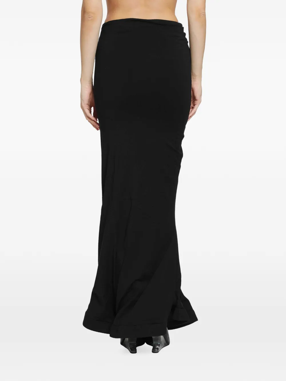 Junya Watanabe ruched-waist maxi skirt Zwart