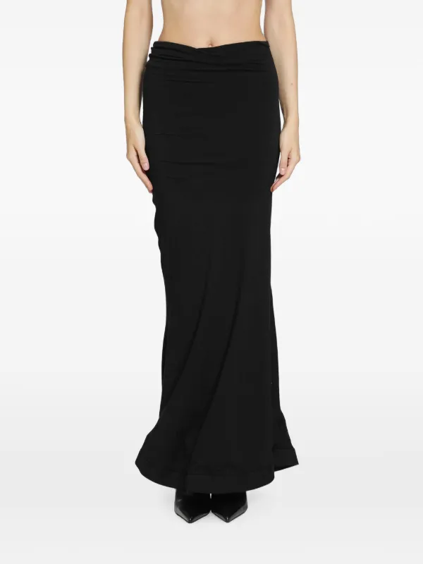 Junya Watanabe Ruched-waist Maxi Skirt in Black