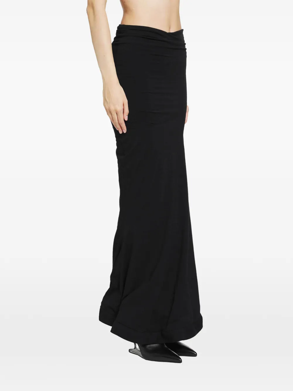 Junya Watanabe ruched-waist maxi skirt Zwart