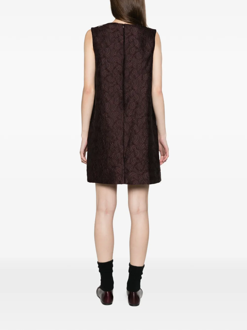 'S Max Mara cotton-blend princess-line jacquard dress plum Paars