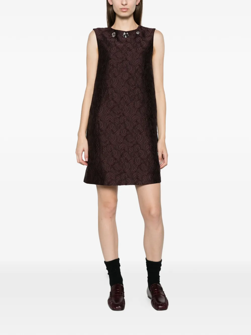 'S Max Mara cotton-blend princess-line jacquard dress plum Paars