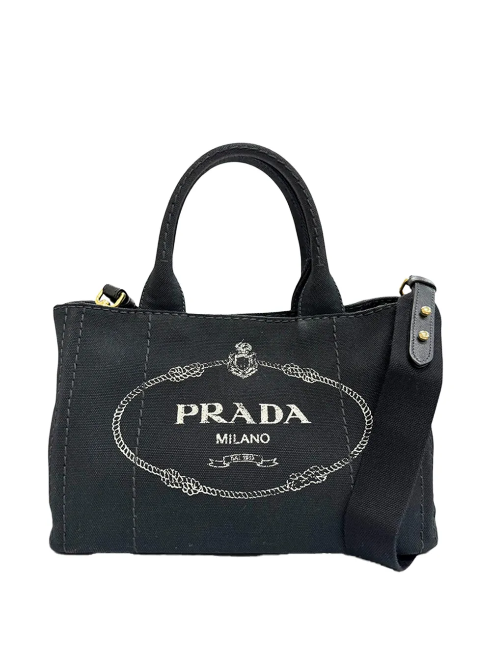 Prada Pre-Owned 2013-2026 Small Canvas Canapa Logo Tote satchel - Nero