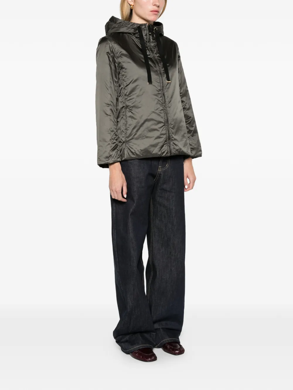 Max Mara padded water-repellent hooded jacket kaki Groen