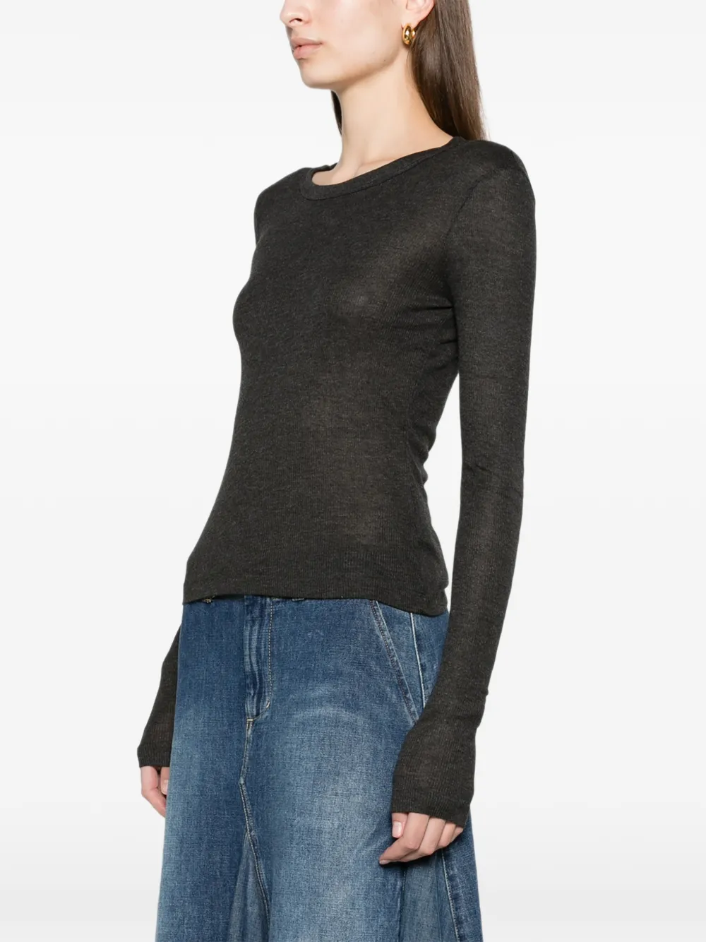 JW Anderson long-sleeve crew-neckline top in charcoal melange Grijs