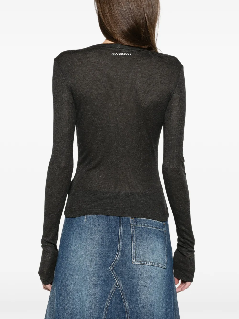 JW Anderson long-sleeve crew-neckline top in charcoal melange Grijs
