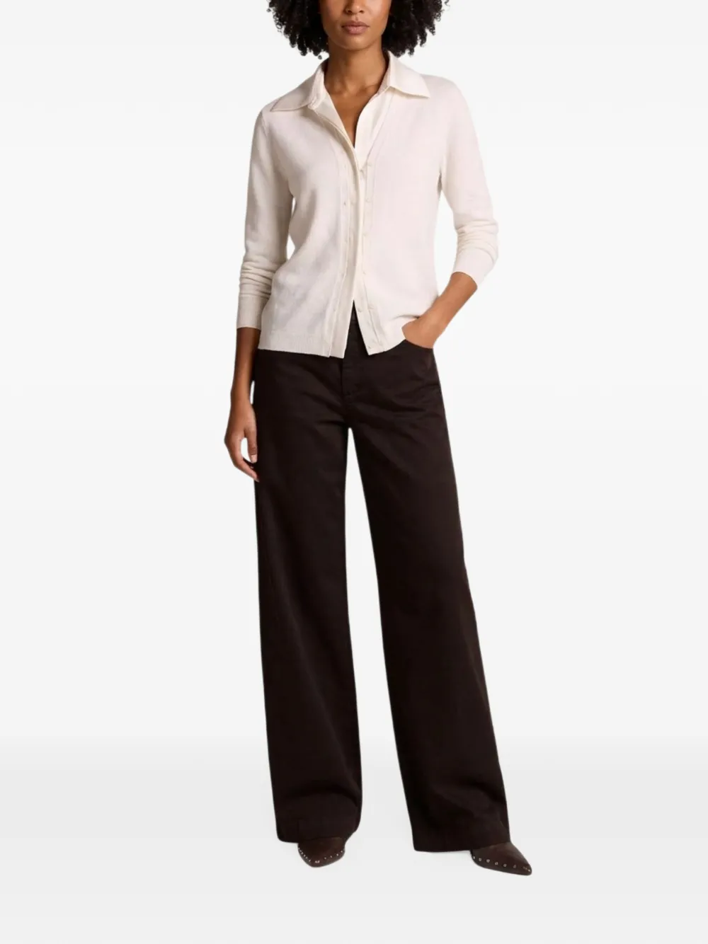 Vince silk-trim cardigan Beige