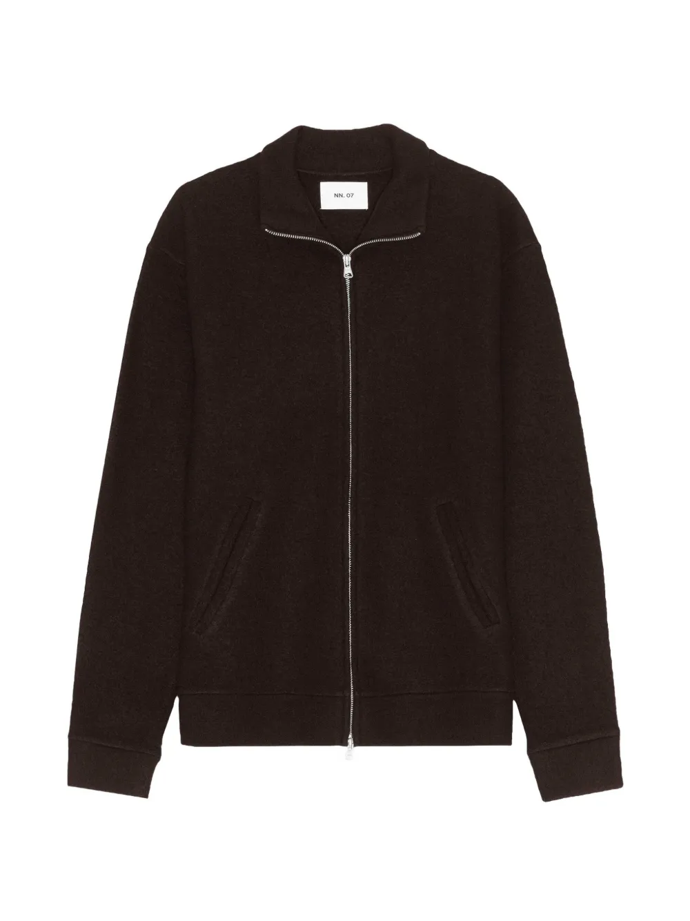 NN07 boiled merino zip-up sweater Bruin