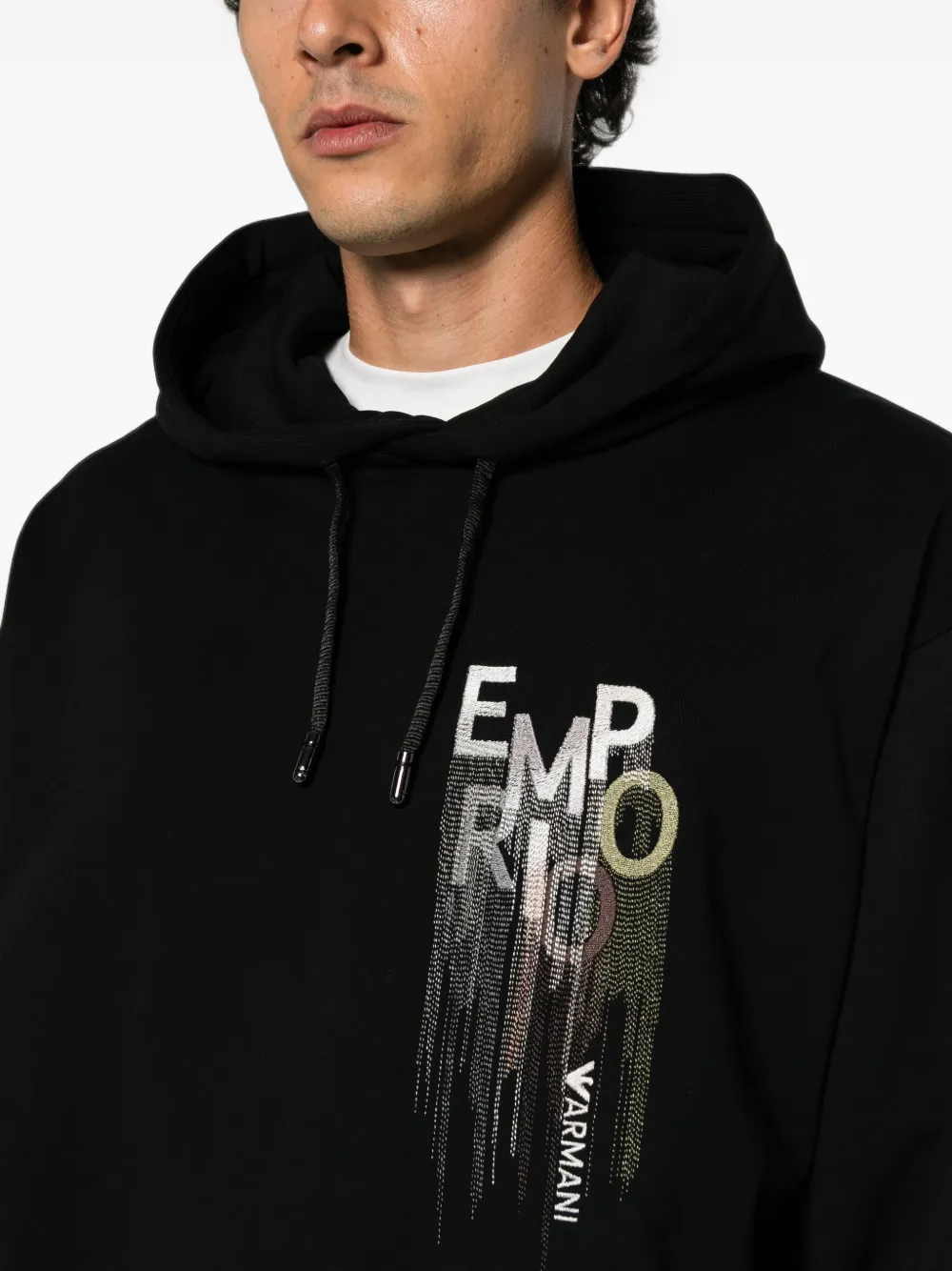 Emporio Armani Hoodie met geborduurd logo Zwart