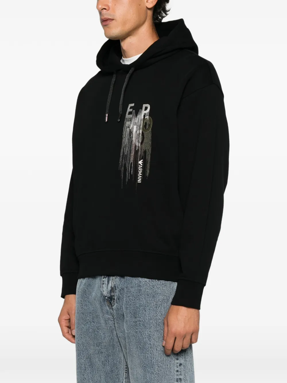 Emporio Armani Hoodie met geborduurd logo Zwart