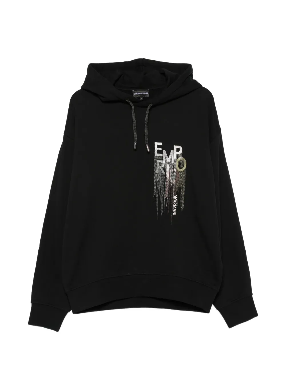 Emporio Armani logo-embroidered drawstring hoodie - Black