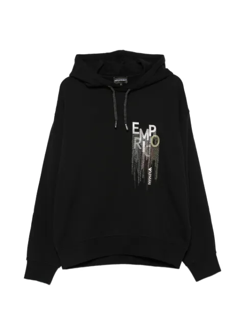 Emporio Armani hoodie con cordones y logo bordado