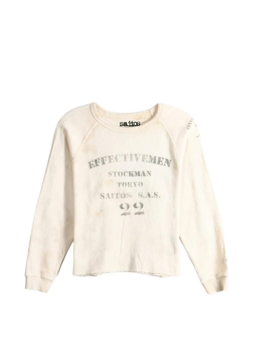 Saitos Stockman Tokyo Waffle-knit Long-sleeve T-shirt In Neutral