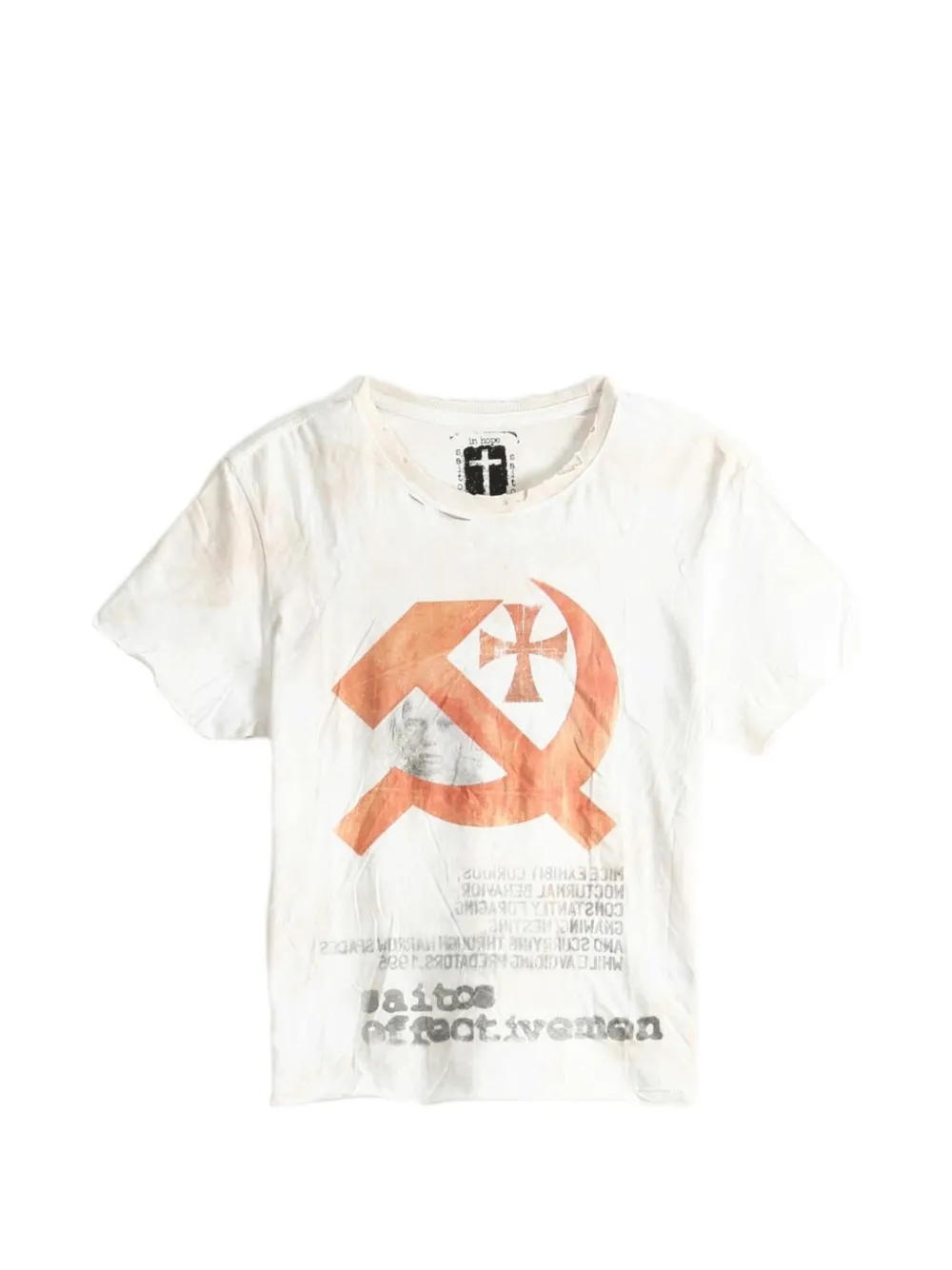 Saitos Graphic-print Distressed T-shirt In White