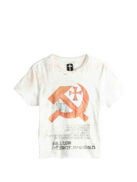 SAITOS graphic-print distressed T-shirt