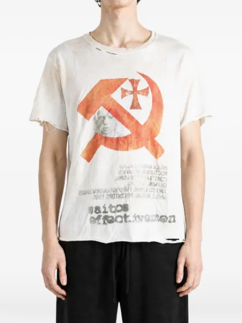 SAITOS graphic-print distressed T-shirt