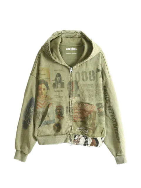 SAITOS Ghost Image distressed zip-up hoodie