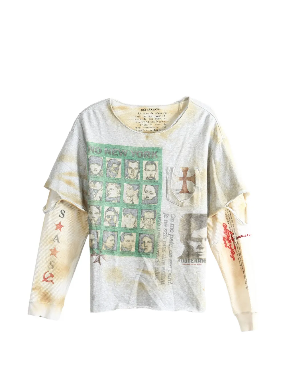 Saitos Graphic-print Distressed-finish Sweatshirt In Neutral