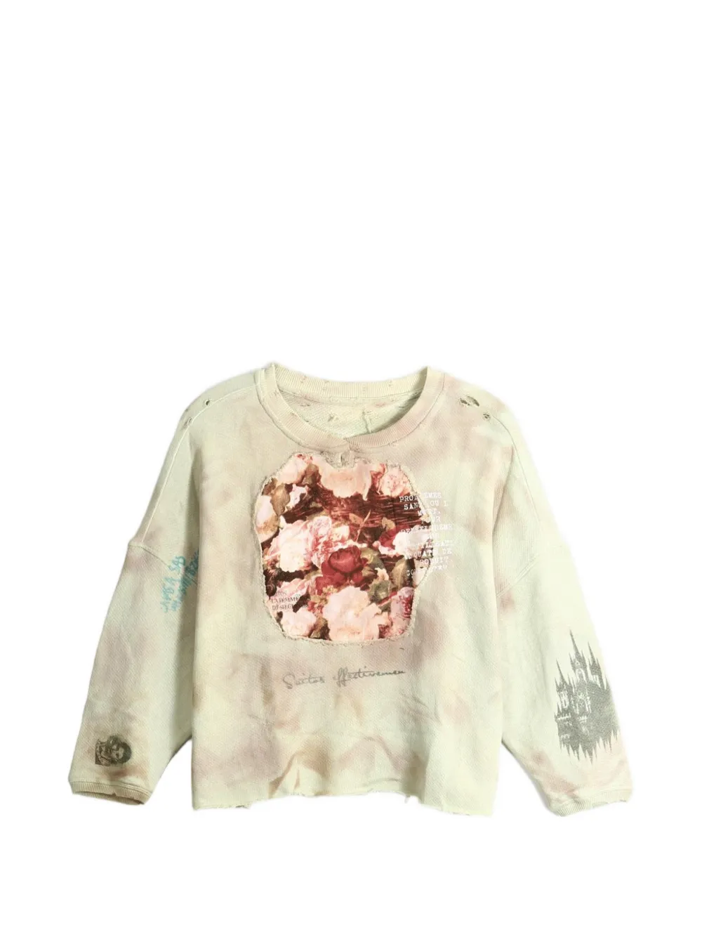Saitos Flower-patch Distressed Sweatshirt In Multi