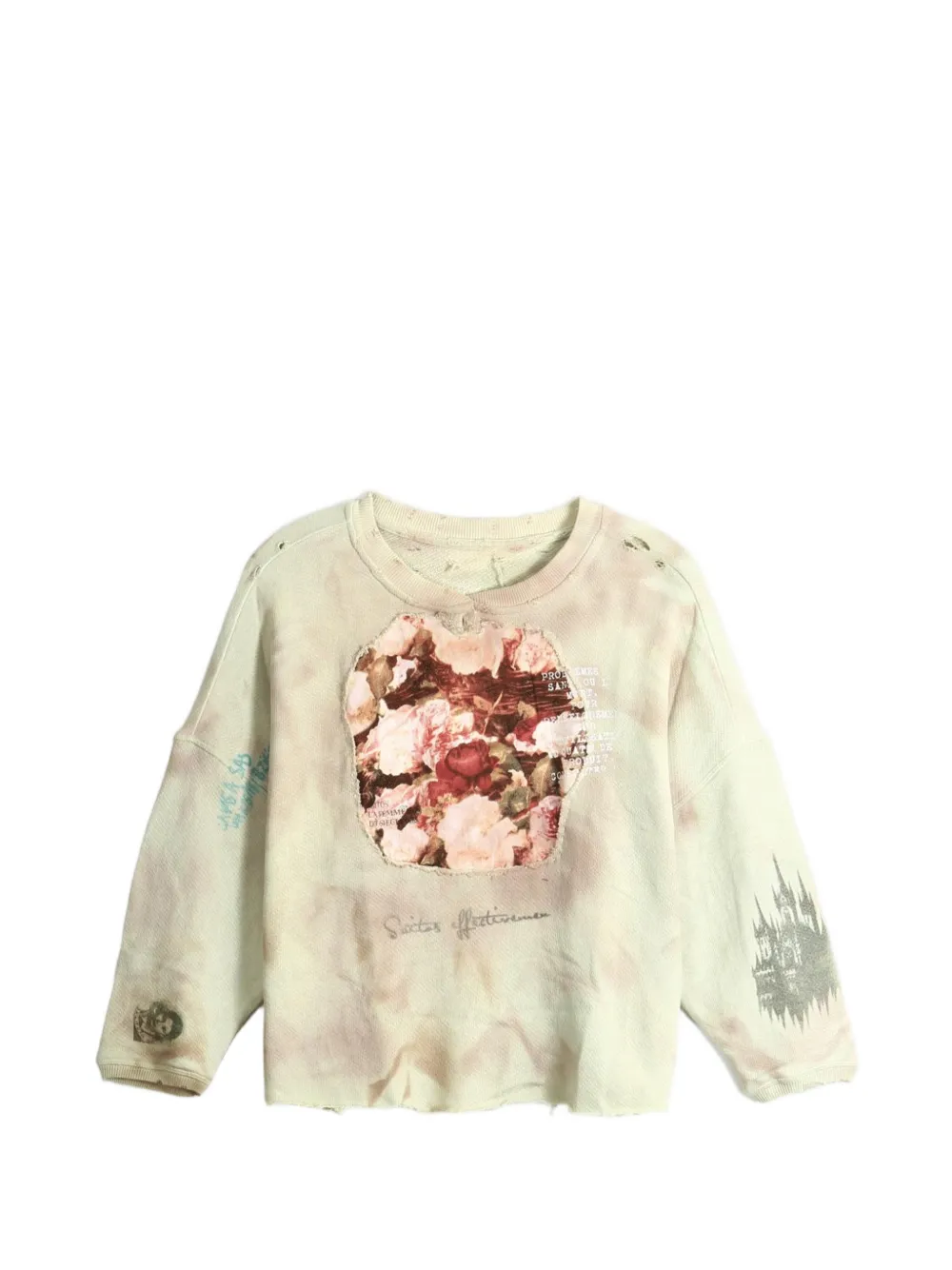 SAITOS flower-patch distressed sweatshirt
