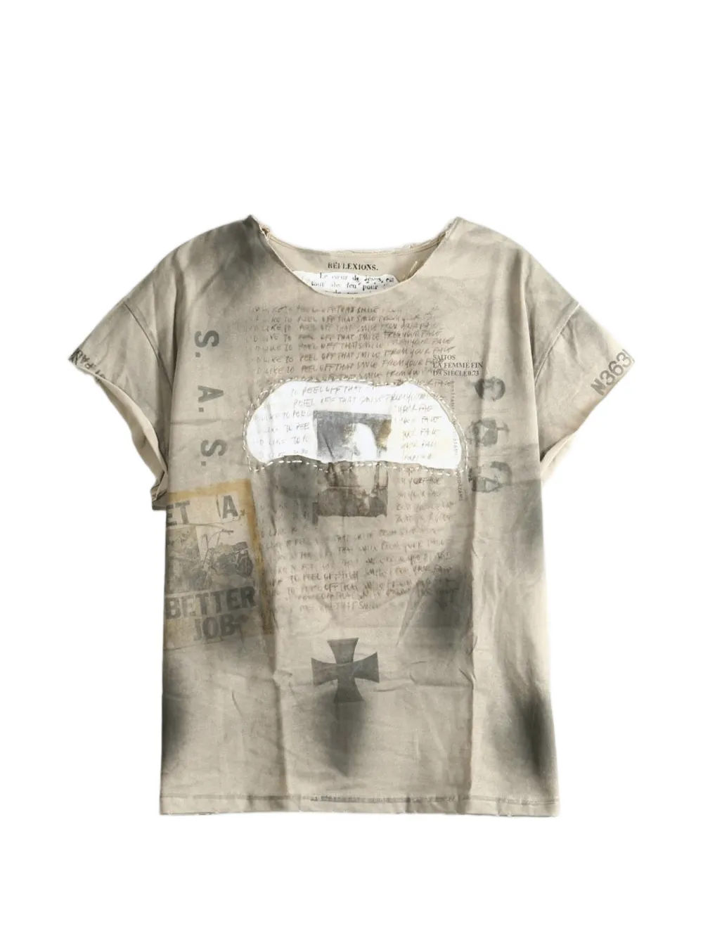 SAITOS graphic-print distressed T-shirt