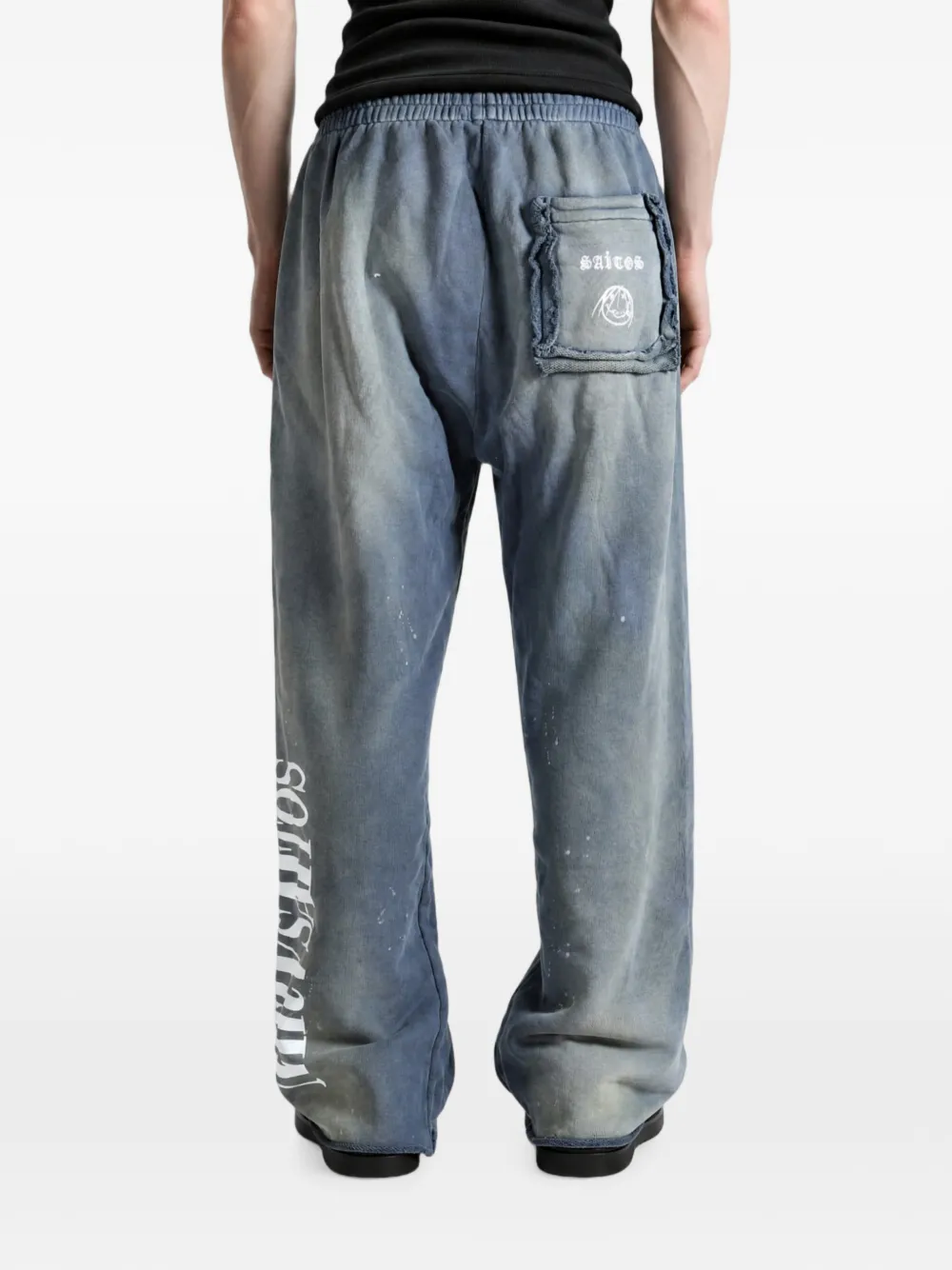 Saitos Nirva Washed-effect Track Pants In Blue