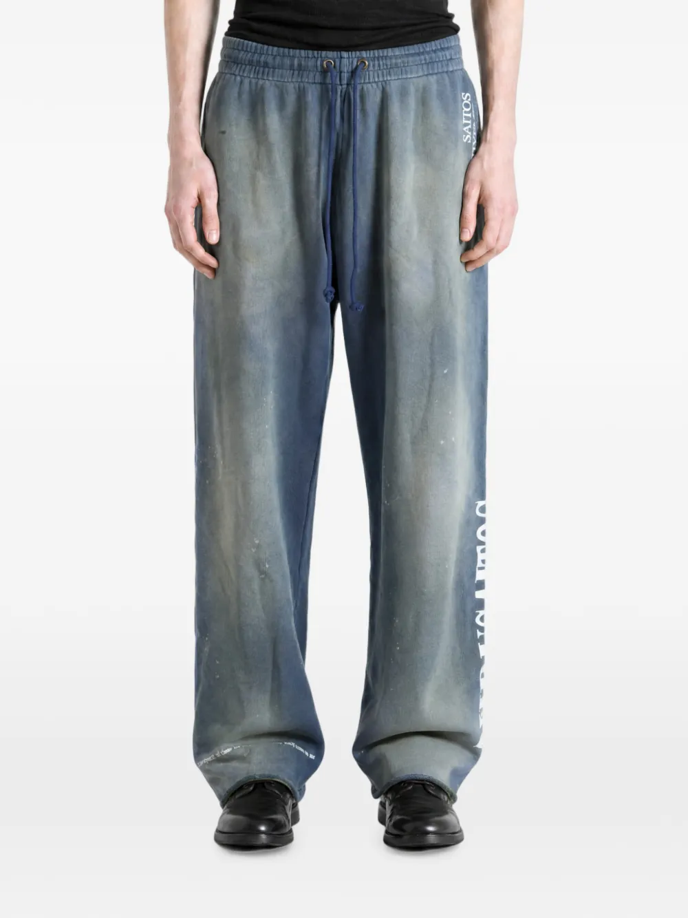 Saitos Nirva Washed-effect Track Pants In Blue