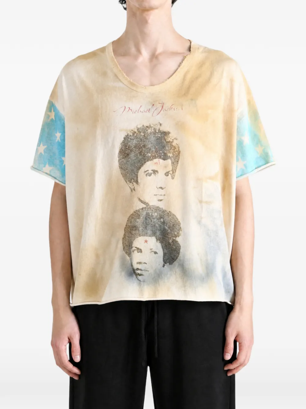 Saitos Michael Jackson Star-pattern T-shirt In Neutral