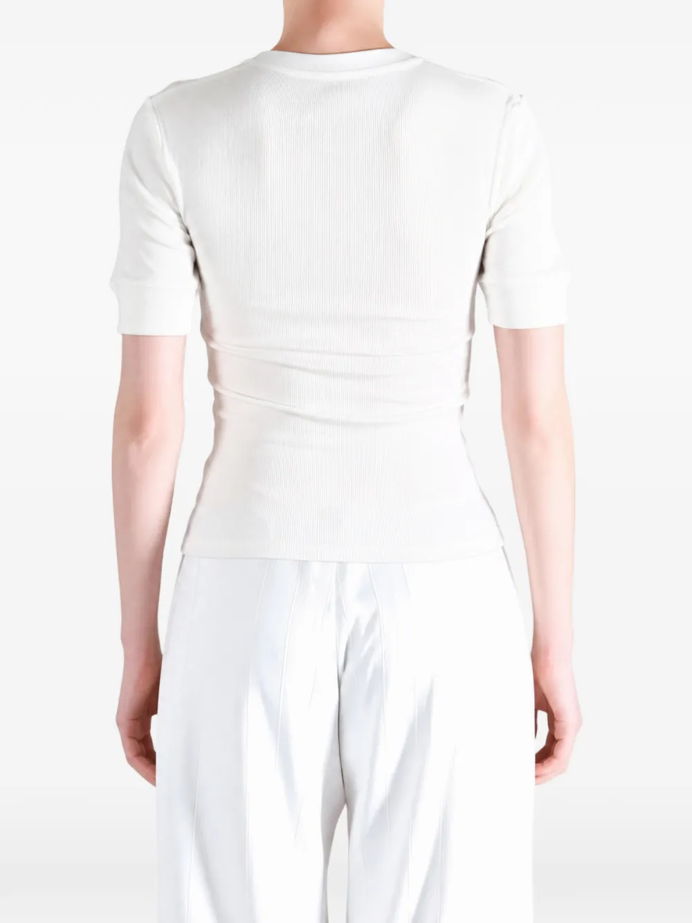 Studio Nicholson Sorin ribbed-knit henley T-shirt Wit