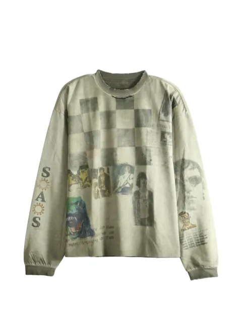 SAITOS Public Image distressed long-sleeve T-shirt