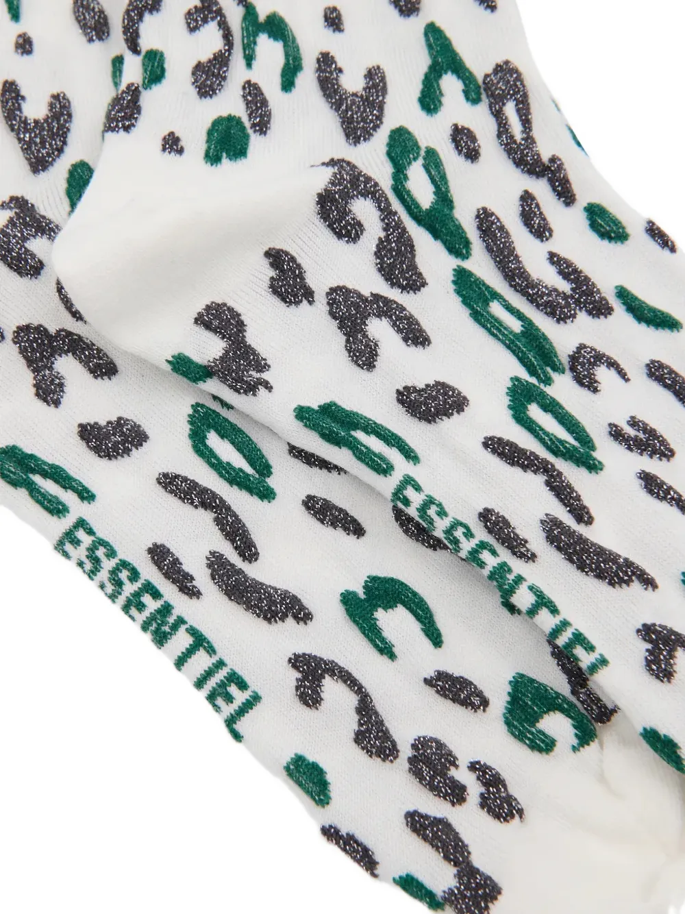 Essentiel Antwerp Karty sokken met luipaard-print en glitter-effect Wit
