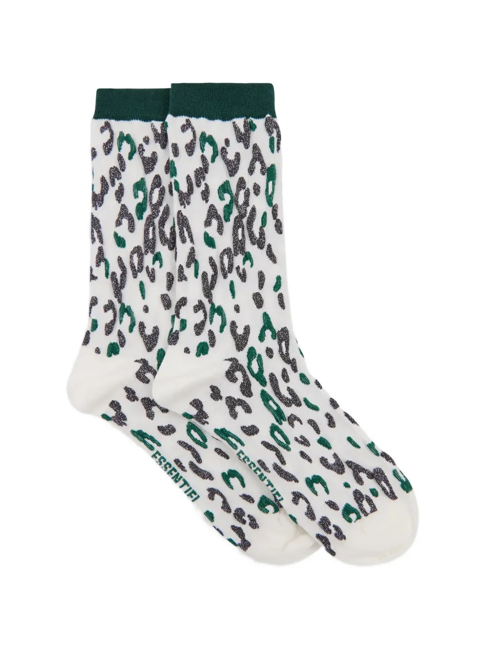 Essentiel Antwerp Calzini Karty con stampa leopardata ed effetto glitter - Bianco