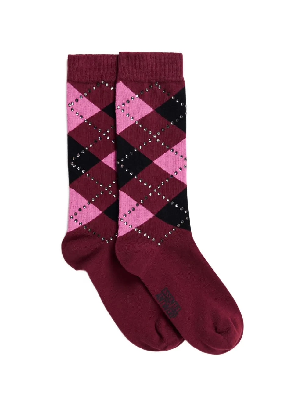 Essentiel Antwerp argyle-pattern rhinestone-embellished socks - Rot
