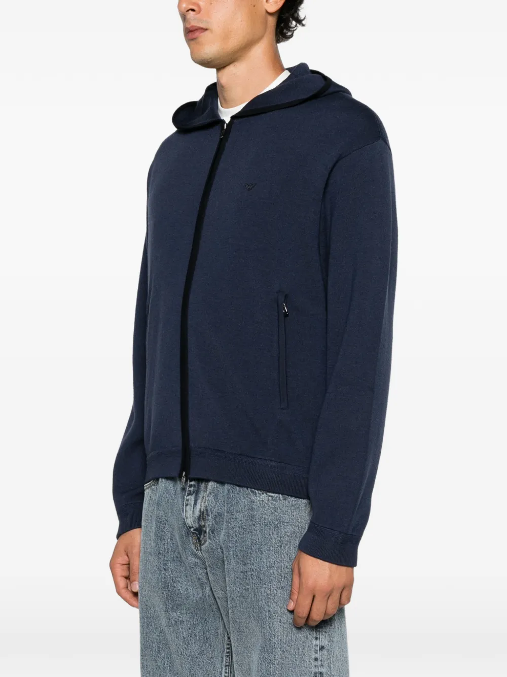 Emporio Armani Hoodie met rits Blauw