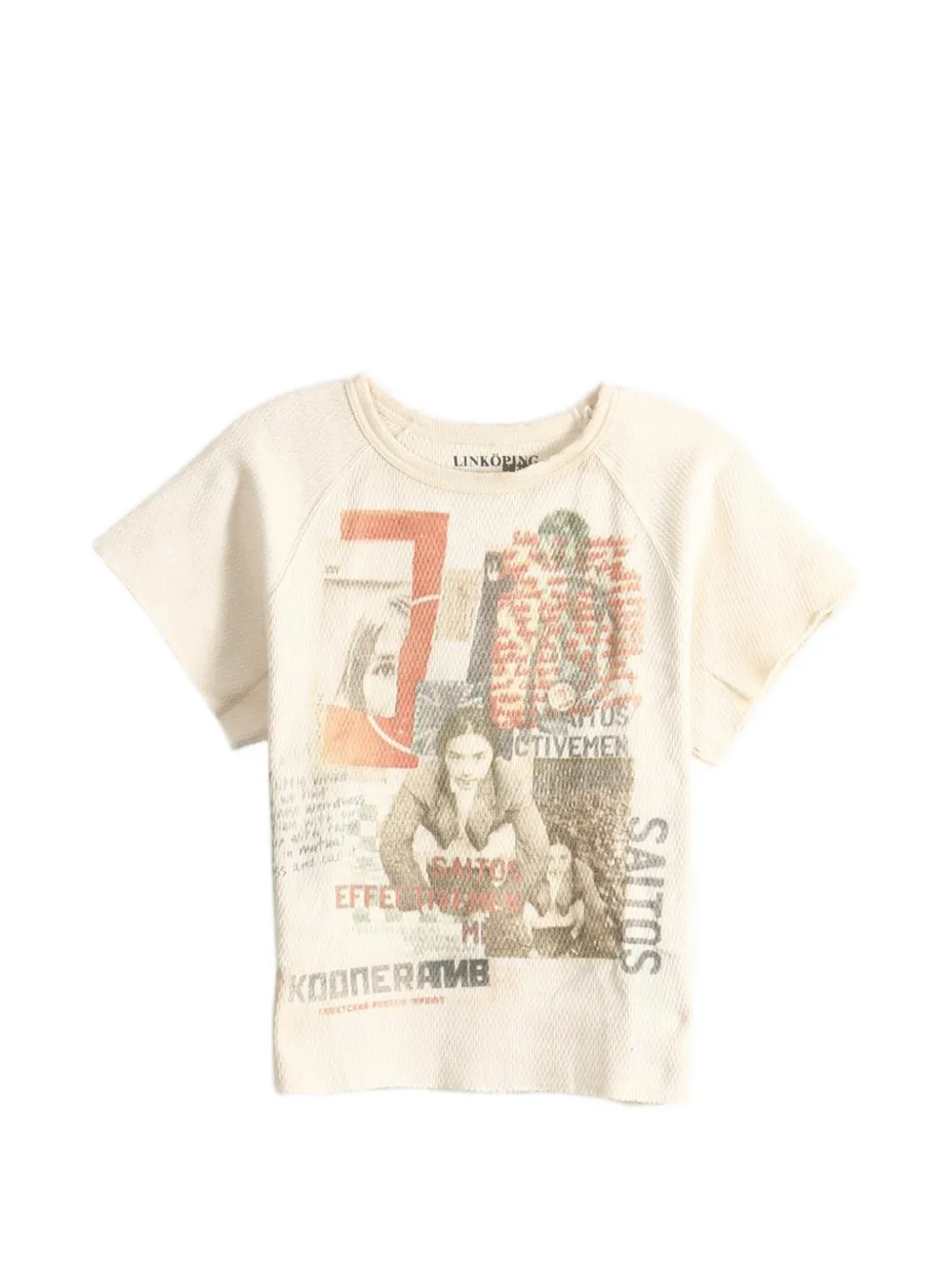 Saitos Waffle Mess Graphic-print T-shirt In Neutral