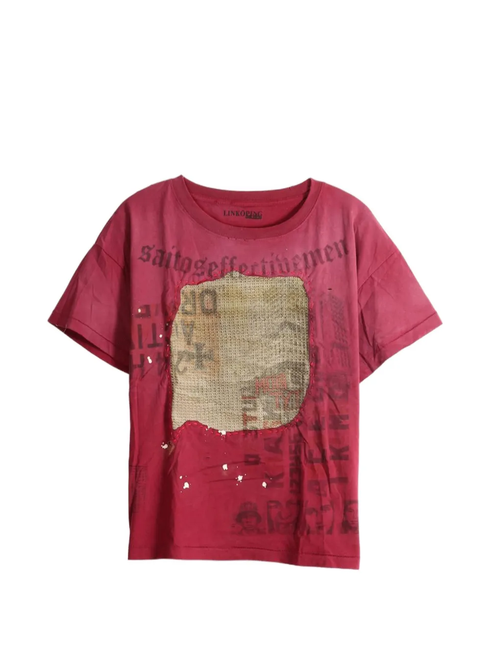 Saitos Patch-detail Graphic-print T-shirt In Red