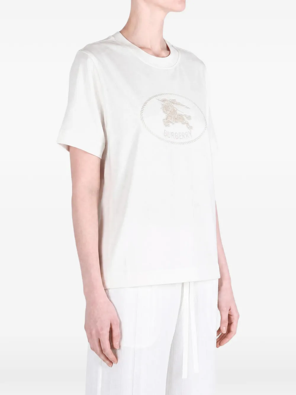 Burberry Katoenen T-shirt met Knight-stempel Wit