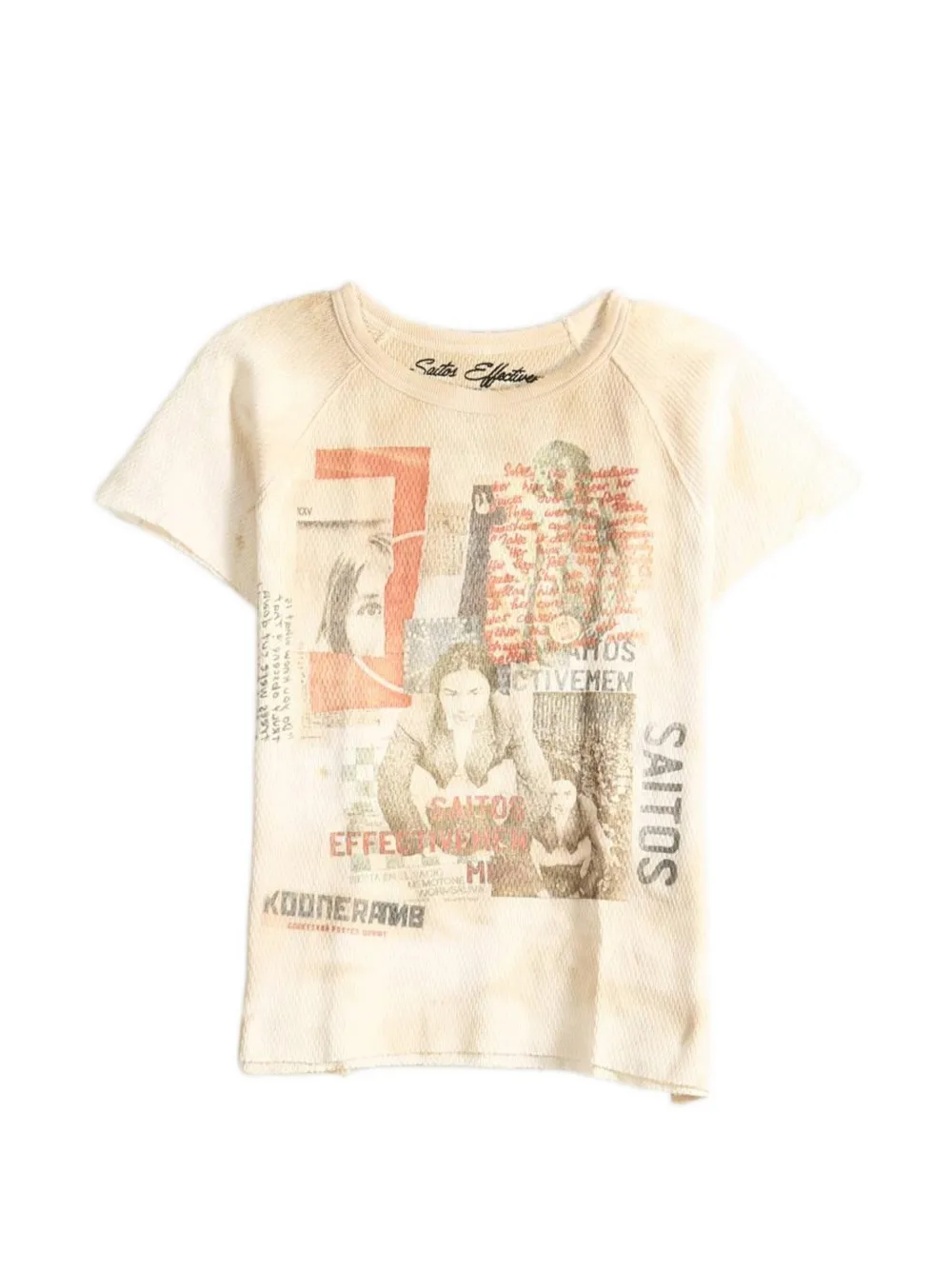 Saitos Waffle Mess Graphic-print T-shirt In Neutral