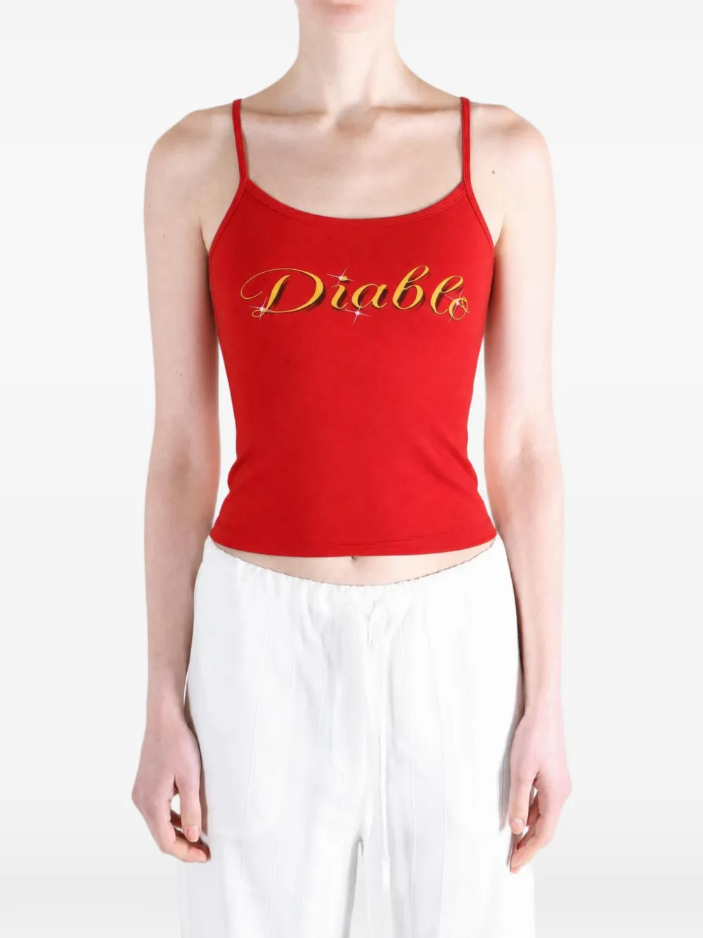 Willy Chavarria Diablo Cholita logo-print camisole top