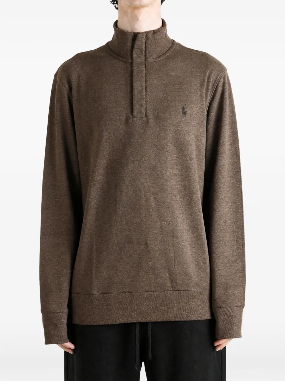 Polo Ralph Lauren quarter-zip embroidered-logo sweater - Marrone