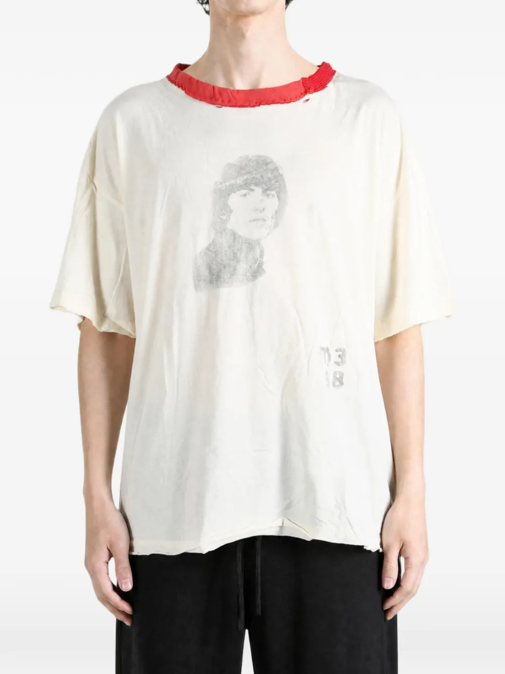 SAITOS Harrison Ghost distressed T-shirt - Toni neutri