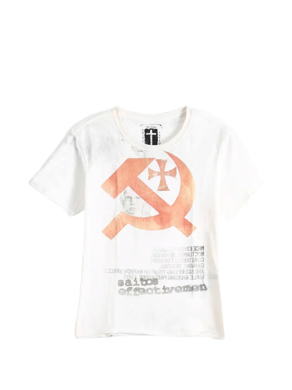 Saitos Graphic-print Distressed T-shirt In Neutral